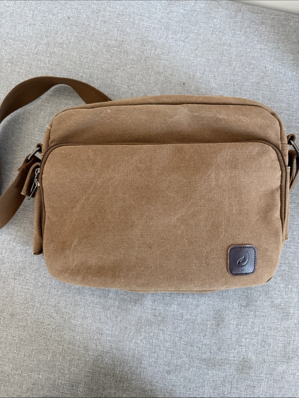 ✨ Topfox Vintage-Vibe Tan Canvas Crossbody Messenger Bag ✨ - Picture 3 of 12